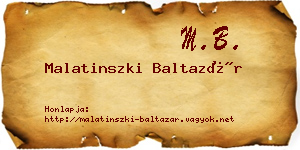 Malatinszki Baltazár névjegykártya